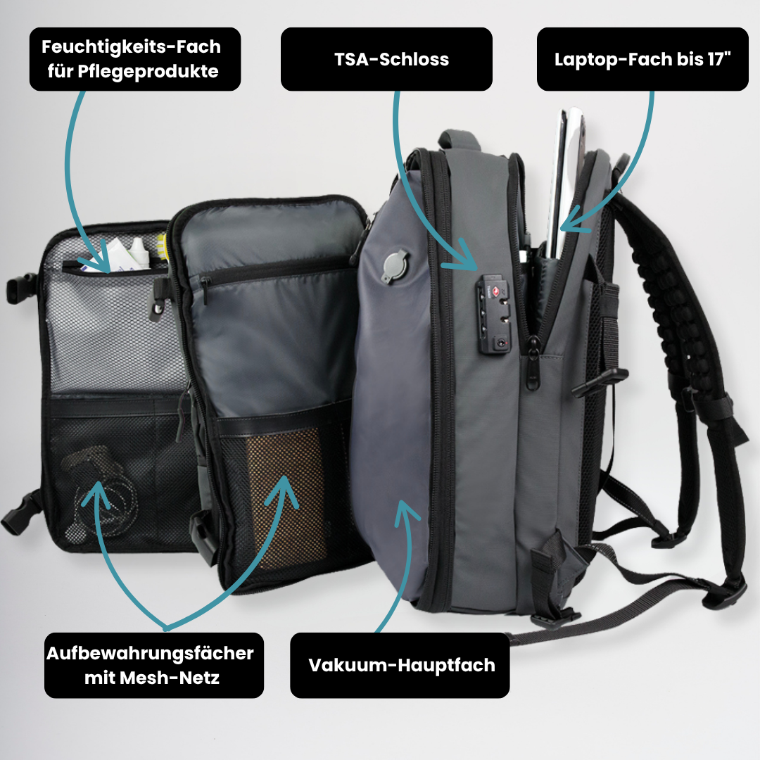 ReiseWunder MAXI Vakuum Reiserucksack – Dein Reiseheld