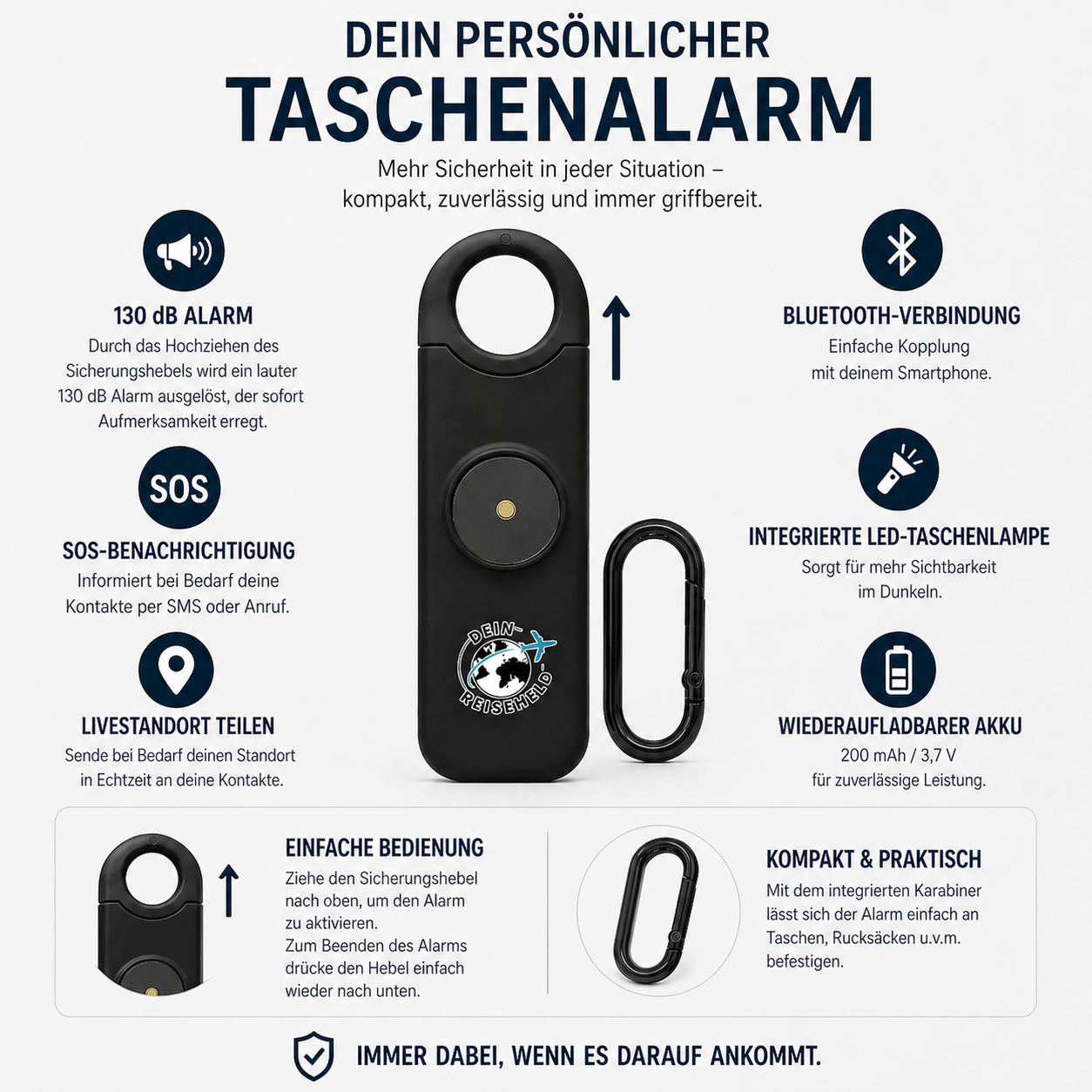 SOS-Taschenalarm für Frauen und Senioren